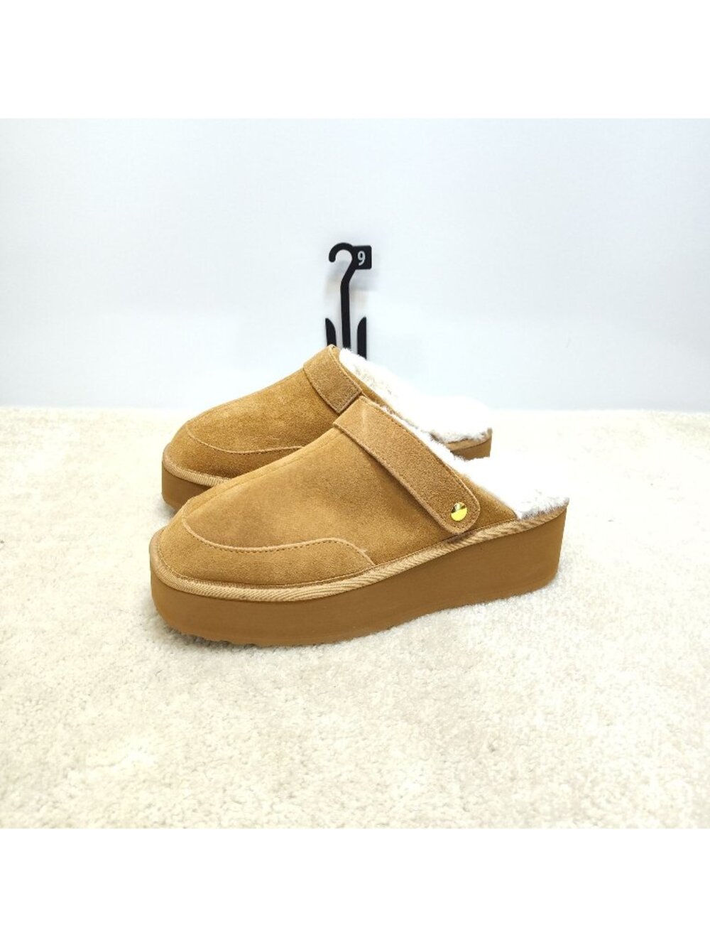 Joyspun Convert Clog Womens 9 Suede Platform Slippers Faux Fur Slides Mules NWT